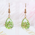 Fresh Dried Flower Glass Ball Teardrop Heart Alloy Hook Earrings For Women Elegant Floral Earrings view 3