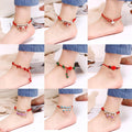 Korean Simple Bell Red String Anklet Handmade Braided Ethnic Foot Chain For Zodiac Year Bracelet view 3