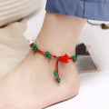 Korean Simple Bell Red String Anklet Handmade Braided Ethnic Foot Chain For Zodiac Year Bracelet view 4