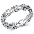 European Style Oval Hollow Zircon Ring, White Silver Plated Copper Women's Jewelry view 1