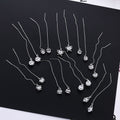 Elegant Korean Style Long Threader Chain With Geometric Star Heart Zircon Drop Pendants Earrings view 1