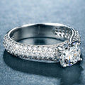Elegant Luxury Simulated Diamond Ring For Women, Platinum Plated Copper Micro Pave Zircon Jewelry view 3