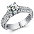 Elegant Luxury Simulated Diamond Ring For Women, Platinum Plated Copper Micro Pave Zircon Jewelry view 1