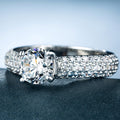 Elegant Luxury Simulated Diamond Ring For Women, Platinum Plated Copper Micro Pave Zircon Jewelry view 4