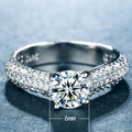 Elegant Luxury Simulated Diamond Ring For Women, Platinum Plated Copper Micro Pave Zircon Jewelry view 5