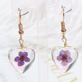 Elegant Heart Shaped Transparent Crystal Glass Ball Real Dried Flower Alloy Hook Drop Earrings view 4