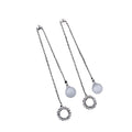 Luxury Iridescent Zircon Flower Long Drop Stud Earrings For Women Sparkling Alloy Floral Dangle Earrings view 5