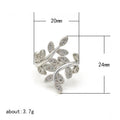 European Style Olive Branch Ring, Creative Womens Leaf Zircon Copper Silver Plated Jewelry view 5