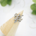 European Style Olive Branch Ring, Creative Womens Leaf Zircon Copper Silver Plated Jewelry view 2