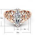 Luxury Floral Ring With Marquise Zircon, Rose Gold Plated Womens Party Prom Jewelry view 4