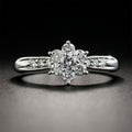 European Style Fashion Flower Simulated Diamond Womens Ring, Copper Silver Plated Zircon Engagement Jewelry view 1