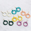 Korean Minimalist Wooden Geometric Stud Earrings Long Wood Drop Earrings For Women view 3