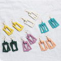 Korean Minimalist Wooden Geometric Stud Earrings Long Wood Drop Earrings For Women view 2