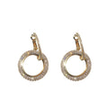 Rhinestone Geometric Round Hoop Earrings For Women, Silver Needle Light Luxury Minimalist Style view 5