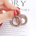 Rhinestone Geometric Round Hoop Earrings For Women, Silver Needle Light Luxury Minimalist Style view 3