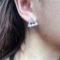 Elegant Korean Style Geometric Triangle Rhinestone Faux Pearl Alloy Fashion Women Stud Earrings view 4