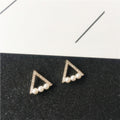 Elegant Korean Style Geometric Triangle Rhinestone Faux Pearl Alloy Fashion Women Stud Earrings view 5