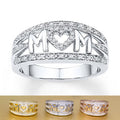 Exquisite MOM Heart Shaped Zircon Ring Copper Gold Silver Rose Gold Plated Women Jewelry view 1