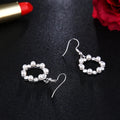 Elegant Korean Style Pearl Studs With Geometric Rhinestone Zircon Alloy Circle Dangle Earrings view 3