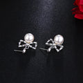 Elegant Korean Style Pearl Studs With Geometric Rhinestone Zircon Alloy Circle Dangle Earrings view 4