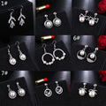 Elegant Korean Style Pearl Studs With Geometric Rhinestone Zircon Alloy Circle Dangle Earrings view 2