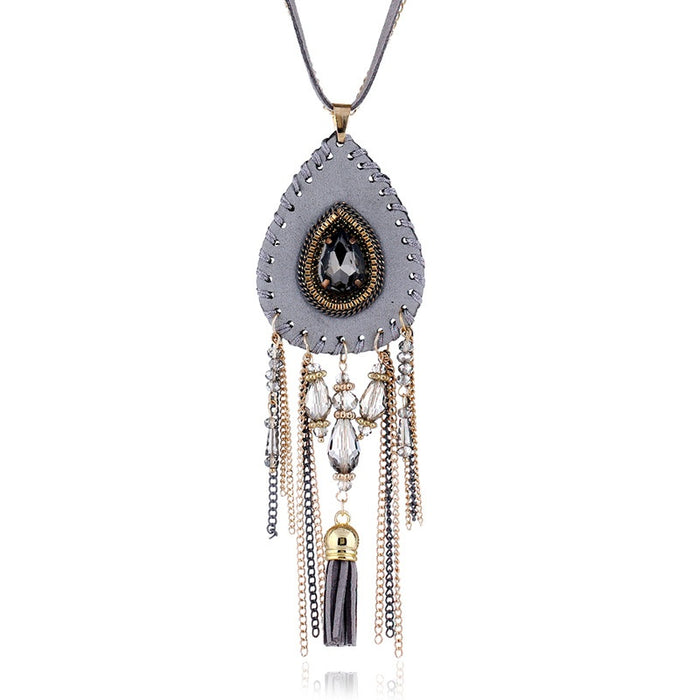 Bohemian Tassel Long Sweater Chain Necklace For Women Fashion Clothing Jewelry Accessory