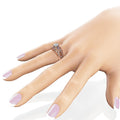 Luxury Rose Gold Womens Hollow Flower Ring With Zircon And Blue Gemstone Jewelry view 4