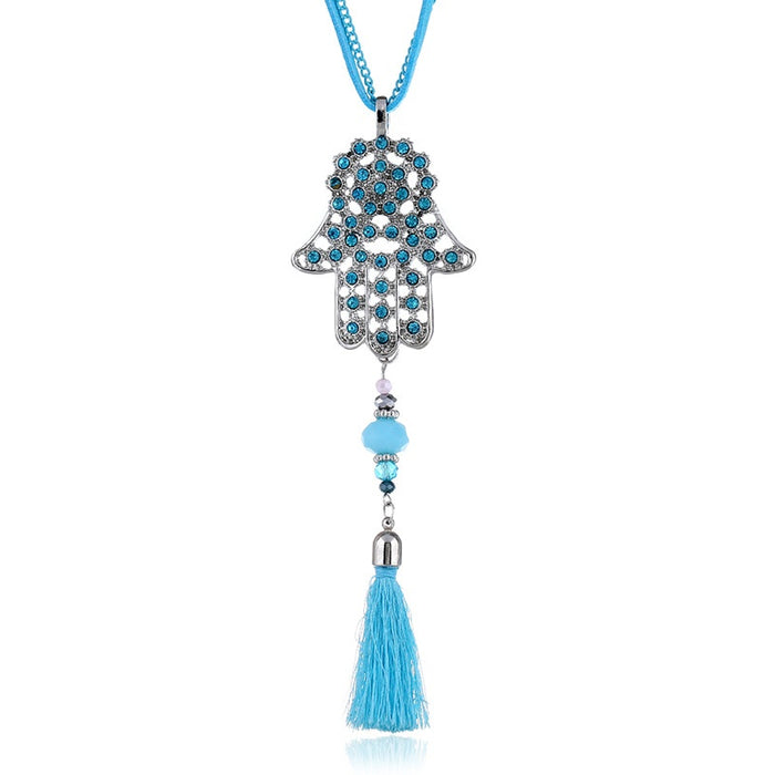 Korean Fashion Alloy Rhinestone Tassel Sweater Chain For Women Long Necklace Apparel Accessory