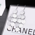 Bohemian Gold Alloy Round Disc Tassel Drop Earrings For Women Elegant Long Statement Earrings view 3