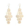 Bohemian Gold Alloy Round Disc Tassel Drop Earrings For Women Elegant Long Statement Earrings view 1