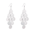 Bohemian Gold Alloy Round Disc Tassel Drop Earrings For Women Elegant Long Statement Earrings view 5