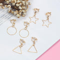 Elegant Korean Gold Alloy Clip On Geometric Star Circle Triangle No Piercing Dangle Earrings view 1
