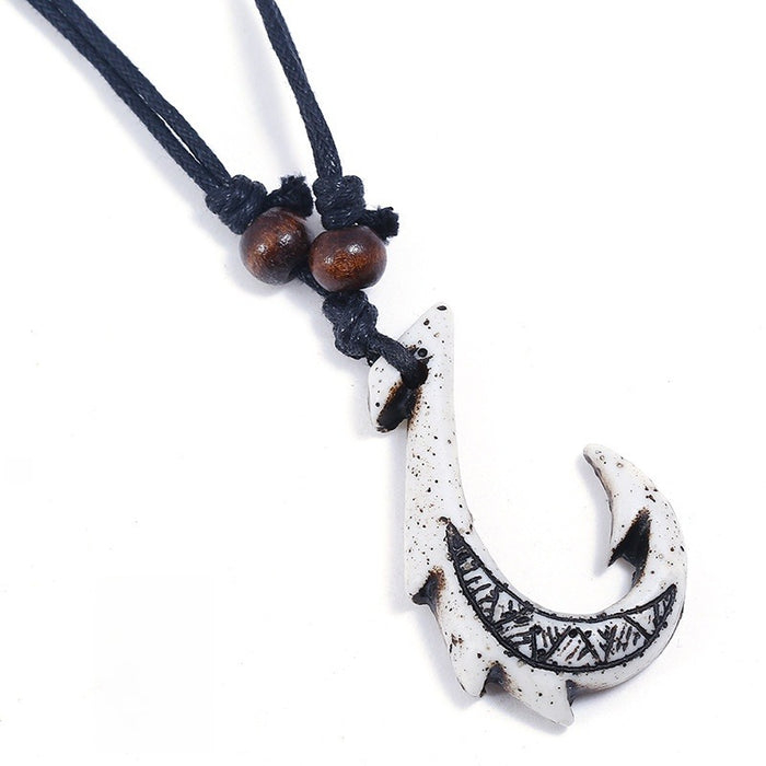 Punk Vintage Handmade Braided Resin Ruyi Hook Men's Necklace For Tourist Area