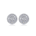 Women's Full Zircon Round Stud Earrings, Silver Plated Floral Ear Jewelry Accessories view 1