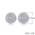 Women's Full Zircon Round Stud Earrings, Silver Plated Floral Ear Jewelry Accessories view 5