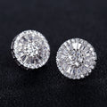 Women's Full Zircon Round Stud Earrings, Silver Plated Floral Ear Jewelry Accessories view 3