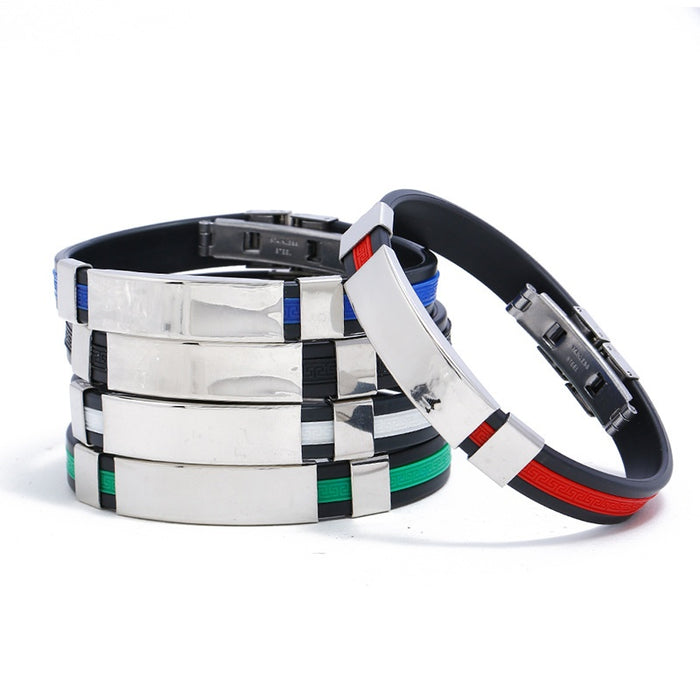 Direct Titanium Steel Stainless Steel And Silicone Men's Bracelet For Cross Border