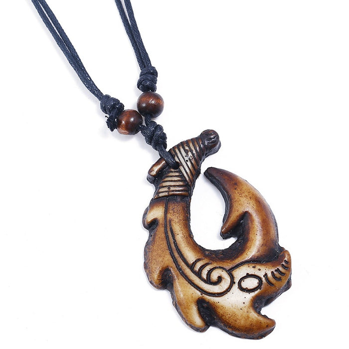Direct Vintage Resin Fishbone Necklace For Men, Ethnic Tourist Area Jewelry
