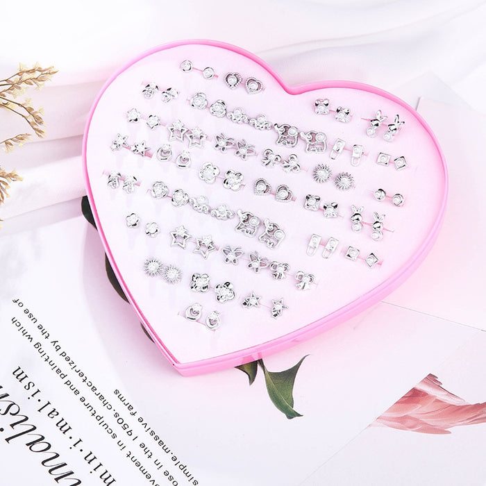 Elegant Korean Style Geometric Alloy Rhinestone Star Flower Animal Shape Stud Set Women's Earrings