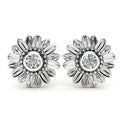 Fashion OL Womens Sunflower Stud Earrings, Creative Zircon Silver And Gold Plated Jewelry view 6