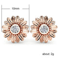 Fashion OL Womens Sunflower Stud Earrings, Creative Zircon Silver And Gold Plated Jewelry view 5