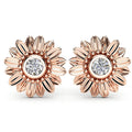Fashion OL Womens Sunflower Stud Earrings, Creative Zircon Silver And Gold Plated Jewelry view 7