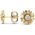 Fashion OL Womens Sunflower Stud Earrings, Creative Zircon Silver And Gold Plated Jewelry view 4