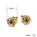 European Style Women's Rose Flower Stud Earrings, Creative Floral Zircon Ear Jewelry view 5