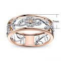 Two Tone Plated Flower Zircon Ring For Women European Fashion Floral Jewelry view 3