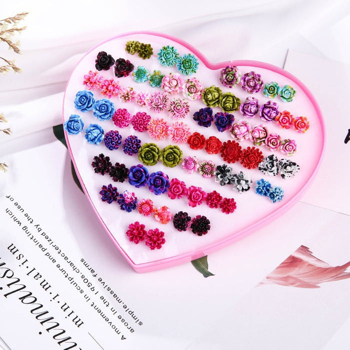 Korean Style Resin Rose Flower Studs Colorful Resin Floral Hypoallergenic Pin Fashion Earrings