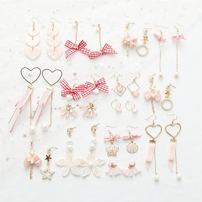 Pink Tassel Dangle Stud Earrings For Women, Sweet Minimal Fresh Long Ear Hook Jewelry