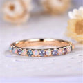 14K Rose Gold Plated Silver Opal Ring With Rhinestones For Engagement And Wedding view 2