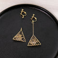 Elegant Gold Alloy Hollow Star Heart Geometric Long Drop Clip-On No-Piercing Fashion Earrings view 4