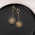 Elegant Gold Alloy Hollow Star Heart Geometric Long Drop Clip-On No-Piercing Fashion Earrings view 2